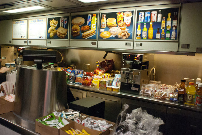 Amtrak dining car counter