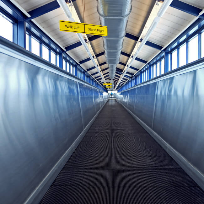 walkway at Detroit Airport