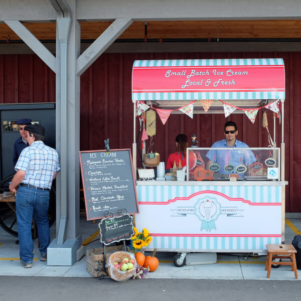 A small batch ice cream stand at St. Jacobs' Market