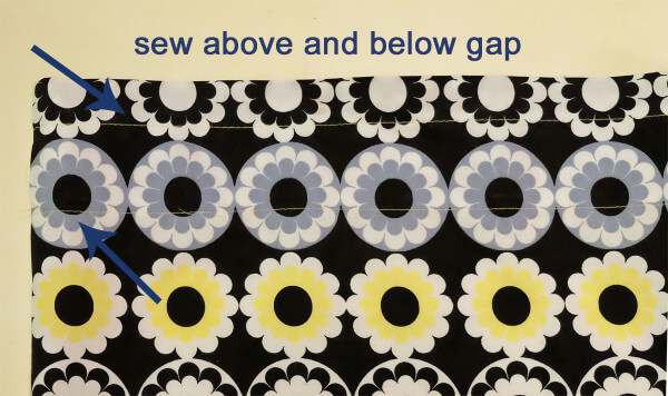 sew above and below the gap in the hem