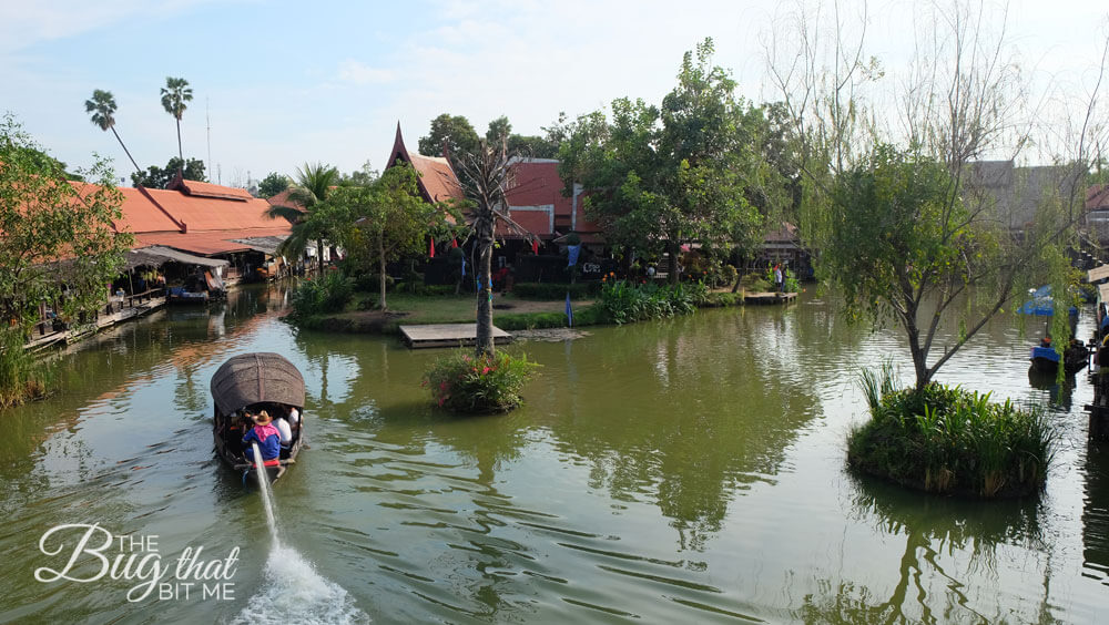 view from the bridge at Ayutthaya Floating Market