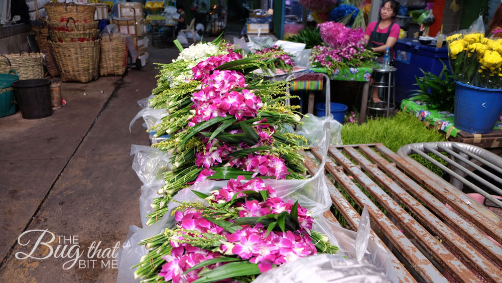 piles of purple orchids