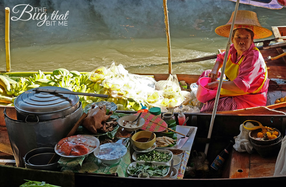 Damnoen Saduk floating market, woman on boat