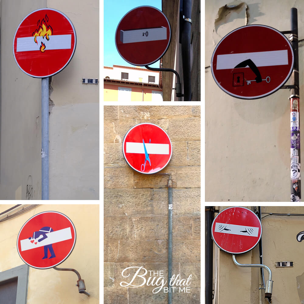 Florence Street Signs: Clet Abraham | The Bug That Bit Me