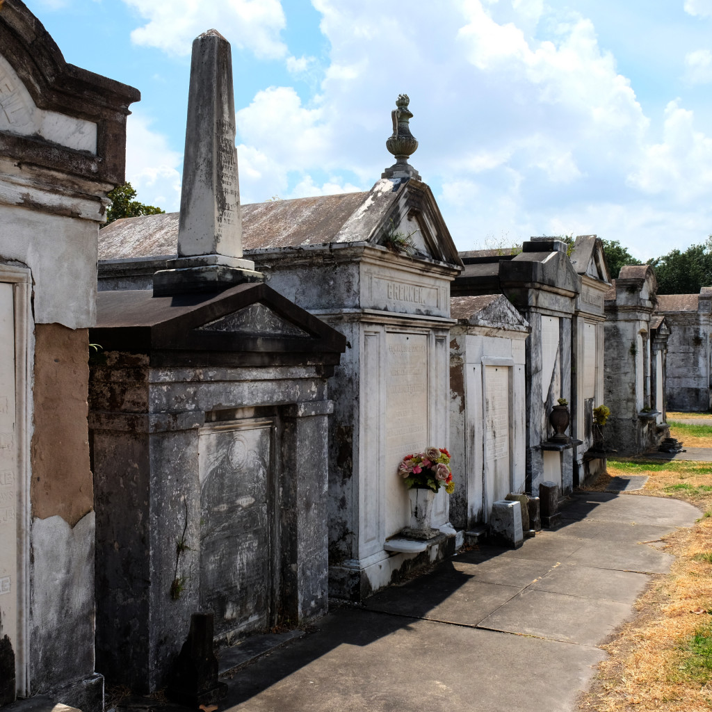 a row of tombs in Lafayette Cemetery No. 1, New Orleans